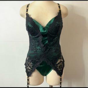 Green & Black One Piece Lingerie